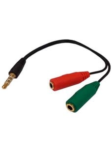 Cable de audio 3,5mm macho a microfono y audifono, 0,10 mts