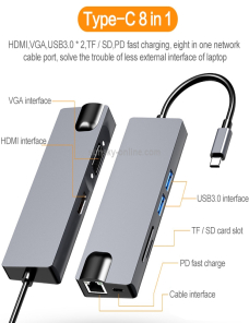 HW-TC12-8-en-1-Tipo-C-USB-C-Adaptador-de-HUB-de-extension-multifuncional-Lector-de-tarjetas-de-concentrador-HDMI-Vga-Tarjeta-de-
