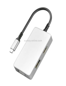 Ult-Unite-5-en-1-USB-C-TYPE-C-a-35mm-Audio-VGA-DP-Adaptador-de-HUB-multifuncional-de-puerto-HDMI-PD-blanco-PC1663W