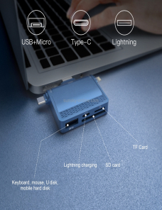 NK-939C-3-en-1-USB-a-USB-C-Tipo-C-8Pin-Multifuncional-Station-Azul-PC8742L