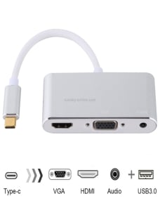 Adaptador-USB-20-puerto-de-audio-VGA-HDMI-a-USB-C-Type-C-HUB-plateado-PC9607S