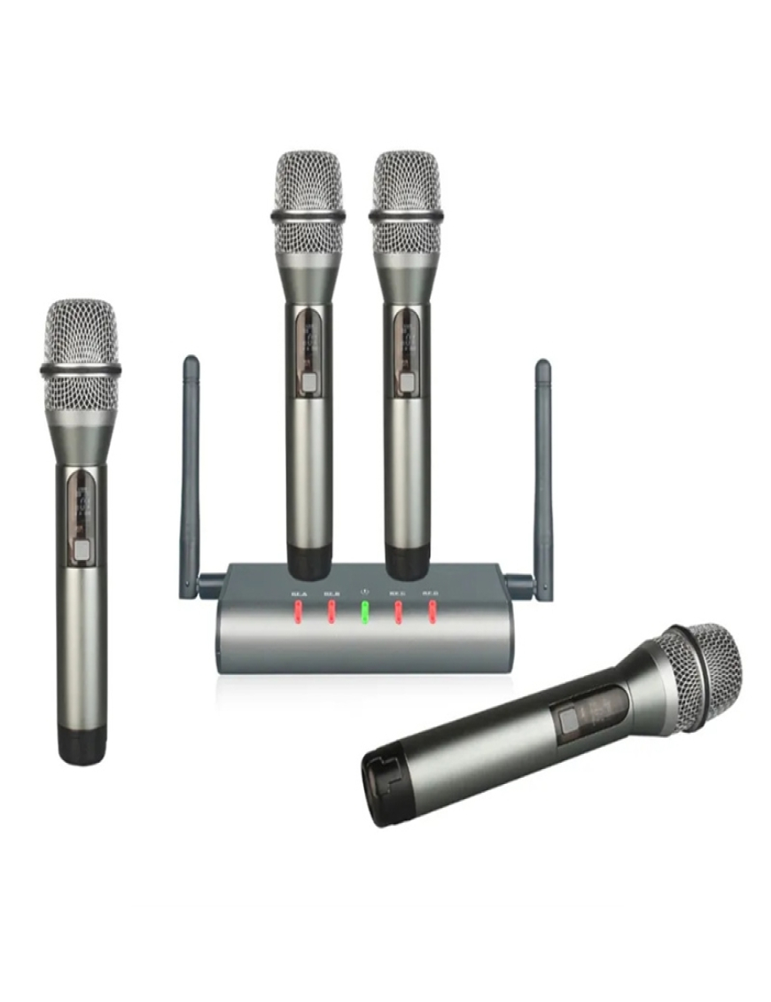 Sistema de micrófono inalámbrico UHF profesional, micrófono de metal de 2  canales, juego de 2 micrófonos inalámbricos de mano, escaneo automático