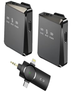 Micrófono de solapa Lavalier inalámbrico 3 en 1 para iPhone, Android,  cámara inalámbrica, MP3 y otros equipos de grabación