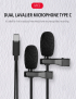 YELANGU-MY3-Tipo-C-Interfaz-Transmision-en-vivo-Entrevista-Telefono-movil-Doble-clip-Lavalier-Microfono-Longitud-25-m-EDA009563