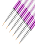 2 PCS Nail Art Dibujo de dibujo Púrpura Barra de perforación Pintura de color Pincel de uñas Stripe con cubierta de pluma, E