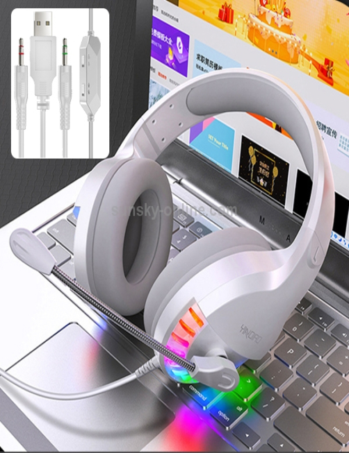 YINDIAO-Q2-Auriculares-para-juegos-con-cable-y-montaje-en-la-cabeza-con-microfono-Version-Dual-35-mm-USB-Blanco-PC2365W