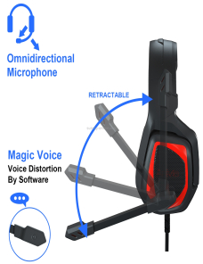 SADES MH602 Auriculares para juegos de deportes electrónicos controlados por cable con conector de 3,5 mm y micrófono retrác