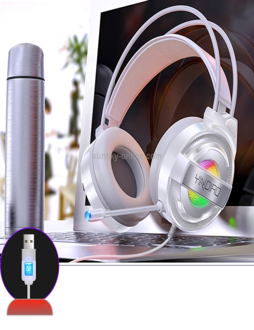 YINDIAO Q3 Auriculares para juegos deportivos electrónicos con cable USB con micrófono y luz RGB, Longitud del cable: 1,67 m 