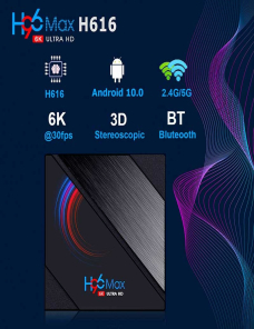 H96 MAX 6K ULTRA HD Caja de TV inteligente con control remoto, Android 10.0, Allwinner H616 Brazo de cuádruple Cortex-A53, 4GB