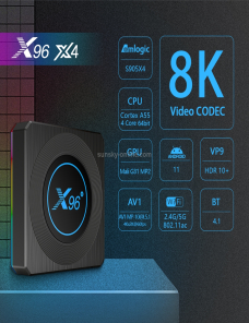 X96 X4 8K Smart TV Box Android 11.0 Reproductor de medios con control remoto, AMLOGIC S905X4 Brazo de cuádruple Cortex A55, RA