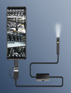 AN100 3 en 1 IP68 Impermeable USB-C / Tipo-C + Micro USB + USB Doual Cámaras Endoscopio Didital Industrial con 9 LED, Soporte 