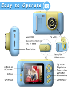 Camara-SLR-de-fotos-reversible-HD-para-ninos-de-24-pulgadas-color-amarillo-azul-tarjeta-de-memoria-8G-lector-de-tarjetas-TBD0603