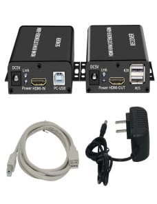 BW-HKE60A HDMI 60m KVM con extensor USB Soporte POE Fuente de alimentación de extremo único con enchufe de EE. UU. (Negro)