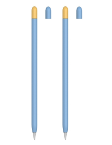 2 Juegos De Funda Protectora De Silicona Para Apple Pencil Generación 1 + Tapa 2 Colores, Color: Azul