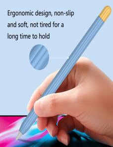 2 Juegos De Funda Protectora De Silicona Para Apple Pencil Generación 1 + Tapa 2 Colores, Color: Azul