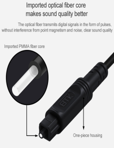 1.5m EMK OD4.0mm Puerto cuadrado a puerto cuadrado Cable de conexión de fibra óptica de altavoz de audio digital (negro)