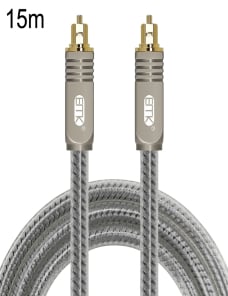 EMK YL/B Cable de fibra óptica digital de audio Cable de conexión de audio cuadrado a cuadrado, longitud: 15 m (gris transpar