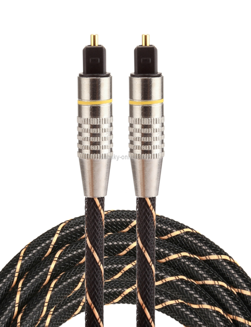 Cable de audio óptico digital macho a macho Toslink de línea neta tejida con cabeza metálica chapada en oro de 1,5 m OD6,0 m