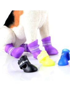 Botas De Lluvia De Silicona Para Mascota, Impermeables Y Antideslizantes, Resistentes Al Frío, Tamaño: 5.7x4.7cm, Color: Púrpura