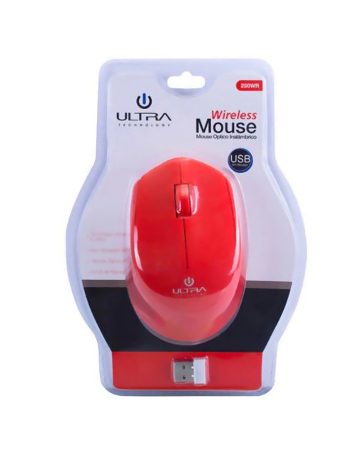 Mouse Óptico Inalámbrico Ultra, Color: Rojo, DPI 800