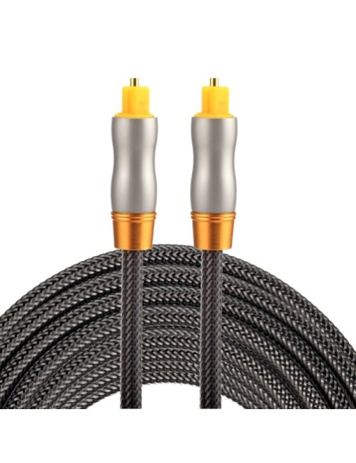 Cable de audio óptico digital macho a macho Toslink de línea tejida con cabeza metálica chapada en oro de 3m OD6.0mm