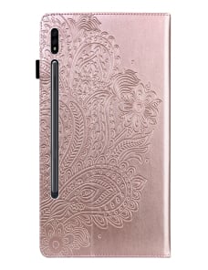 Para-Samsung-Galaxy-Tab-S9-Estuche-para-tableta-de-cuero-con-estampado-de-pavo-real-en-relieve-Oro-rosa-EDA004514602A