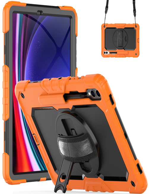Para-Samsung-Galaxy-Tab-S9-S8-Silicone-PC-Tablet-Case-naranja-negro-EDA005229602A