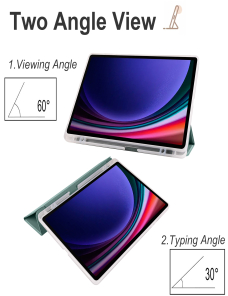 Para-Samsung-Galaxy-Tab-S9-Funda-para-tableta-de-cuero-inteligente-de-TPU-transparente-con-3-pliegues-y-ranura-para-boligrafo-ve