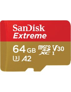 SanDisk Extreme - Tarjeta de memoria flash (adaptador microSDXC a SD Incluido) - 64 GB - A2 / Video Class V30 / UHS-I U3 / Class