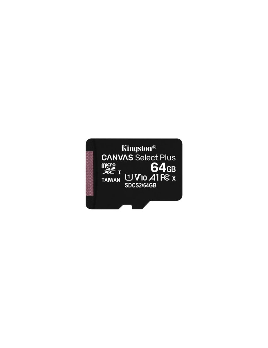Kingston - Tarjeta de memoria microSDXC Canvas Select Plus de 64 GB de  lectura A1 clase 10 UHS-I de 100 MB/s + adaptador (SDCS2/64GB)