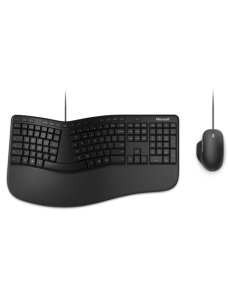 Microsoft - Keyboard and mouse set - Spanish - Wired - USB - Black - Ergonomic - Imagen 1