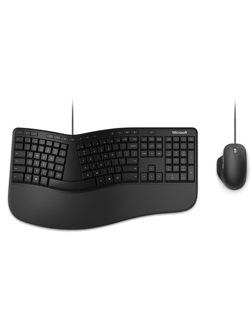 Microsoft - Keyboard and mouse set - Spanish - Wired - USB - Black - Ergonomic - Imagen 1