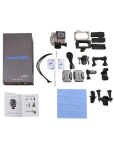 HAMTOD H12 UHD 4K WiFi Sport Camera with Waterproof Case, Generalplus 4247, 0.66 inch + 2.0 inch LCD Screen, 170 Degree Wide Ang