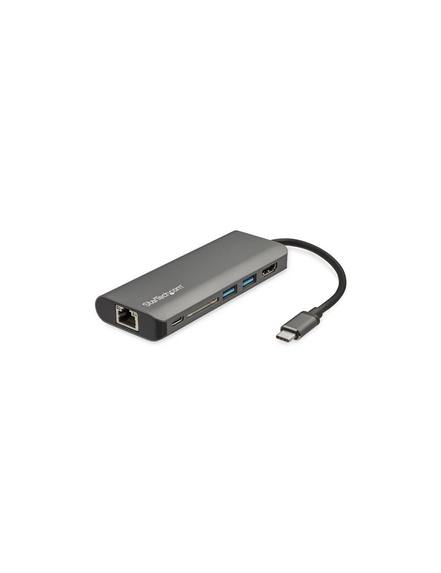 StarTech.com Adaptador Multipuertos con HDMI - 4K - Mac / Windows - Lector de Tarjetas SD - Hub USB C a USB 3.0 - 2x USB-A 1x US