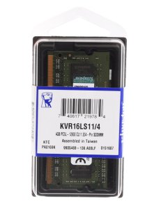 Kingston ValueRam - DDR3 SDRAM - 4 GB - 1600 MHz - Unbuffered - Non-ECC - Low Voltage KVR16LS11/4WP
