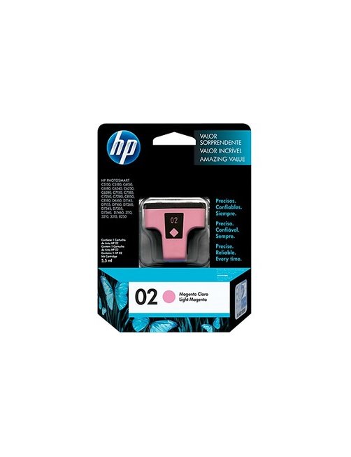 HP 02 - 5.5 ml - magenta claro - original - cartucho de tinta - para Photosmart 31XX, 7180, 82XX, C5 C8775WL - Imagen 1
